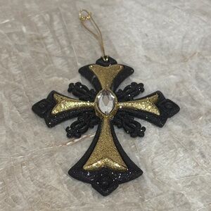 Hobby Lobby Black and Gold Cross Ornament